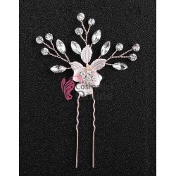 Ac metalic pentru par ACM044 Floare cu cristale si perle